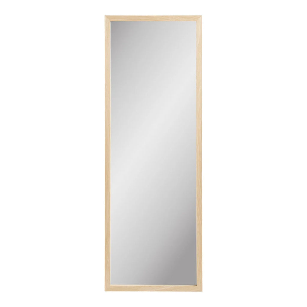 Miroir mural rectangulaire en bois clair naturel, 45x110 cm