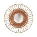 Miroir mural rond en rotin tressé naturel ajouré – Ø80 cm