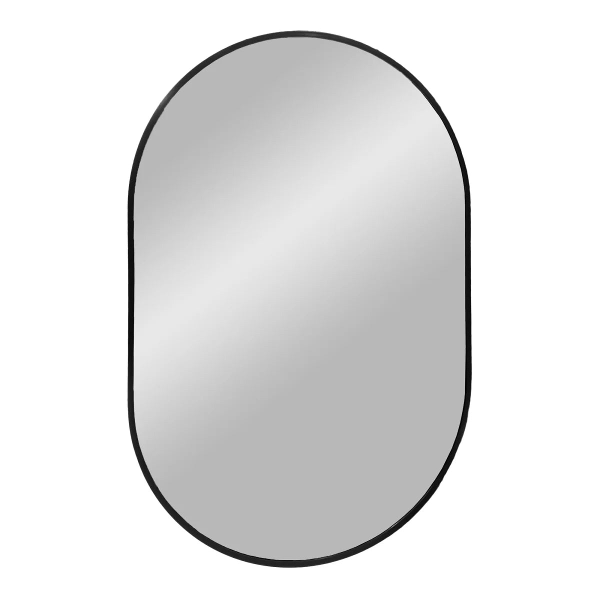 Miroir ovale en aluminium noir 50x80 cm au cadre fin minimaliste