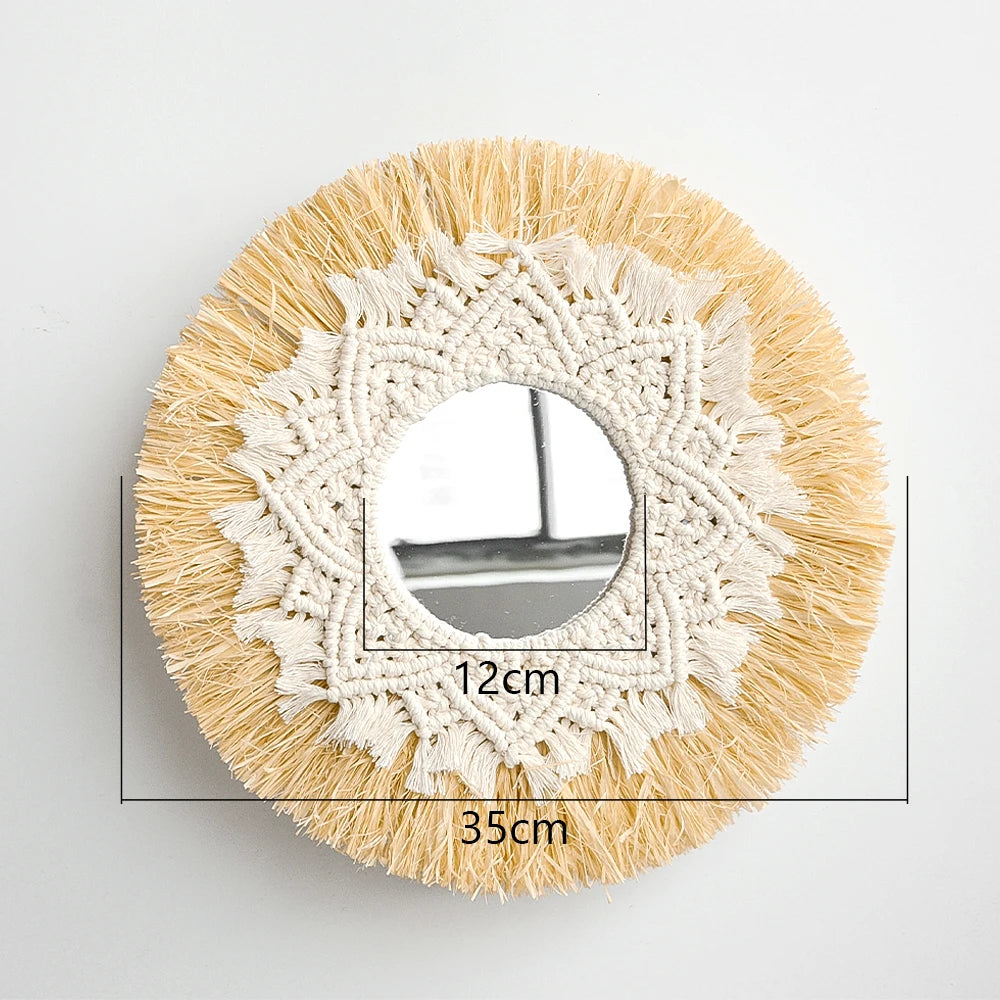 Dimensions du miroir raphia et macramé