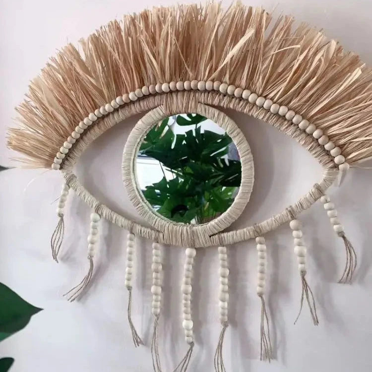 miroir raphia œil vue intérieure des détails du raphia