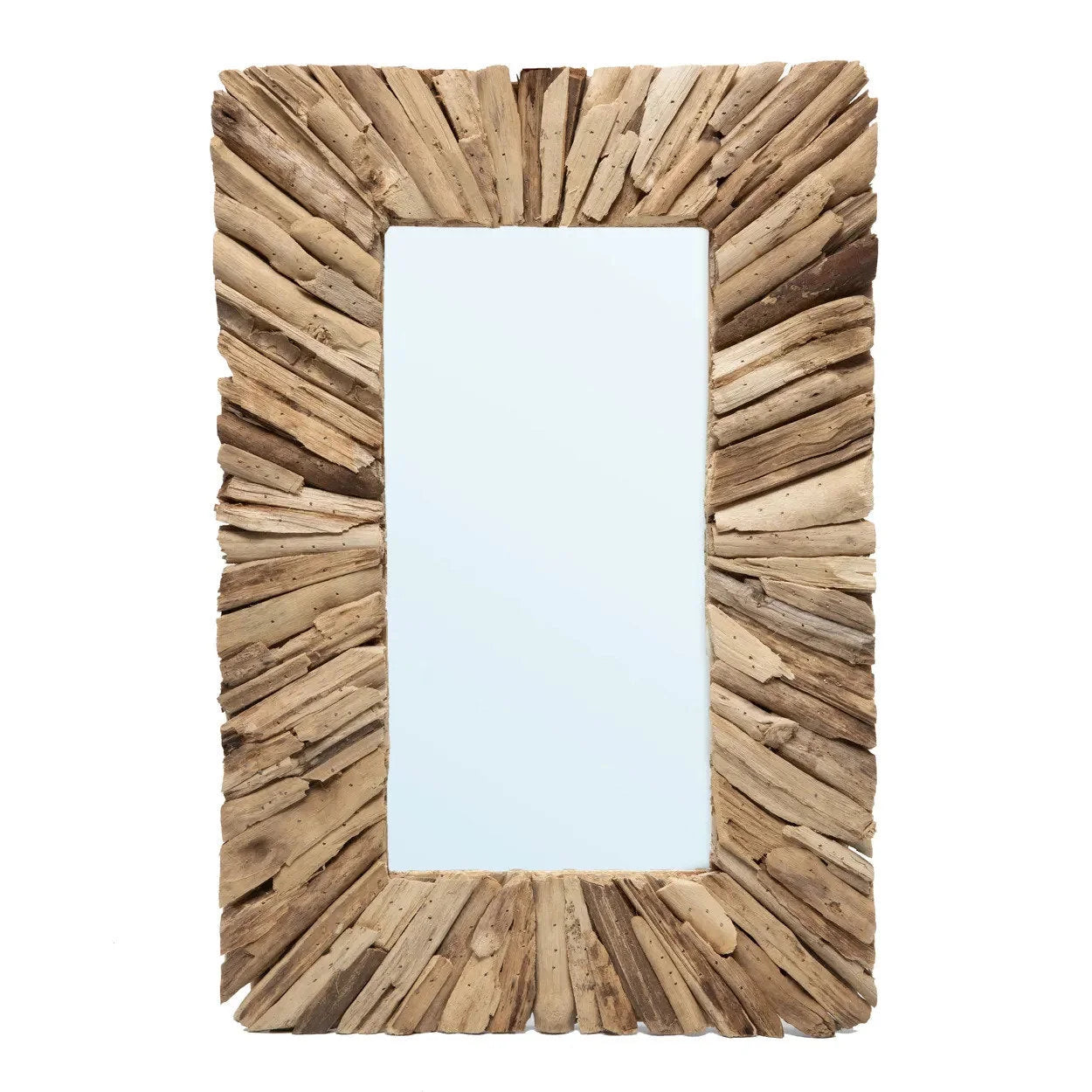 Miroir rectangulaire en bois flotté naturel 60x41 cm avec cadre en driftwood clair