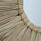 Miroir rond en herbe Alang Alang naturelle avec tapis tressé en paille ou raffia