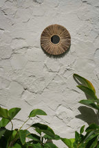 Miroir rond soleil avec cadre en herbe Alang Alang naturelle 35 cm