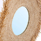Miroir rond en raphia tissé naturel 60x60 cm