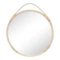 Miroir rond en rotin naturel 50 cm avec poignée en corde tressée