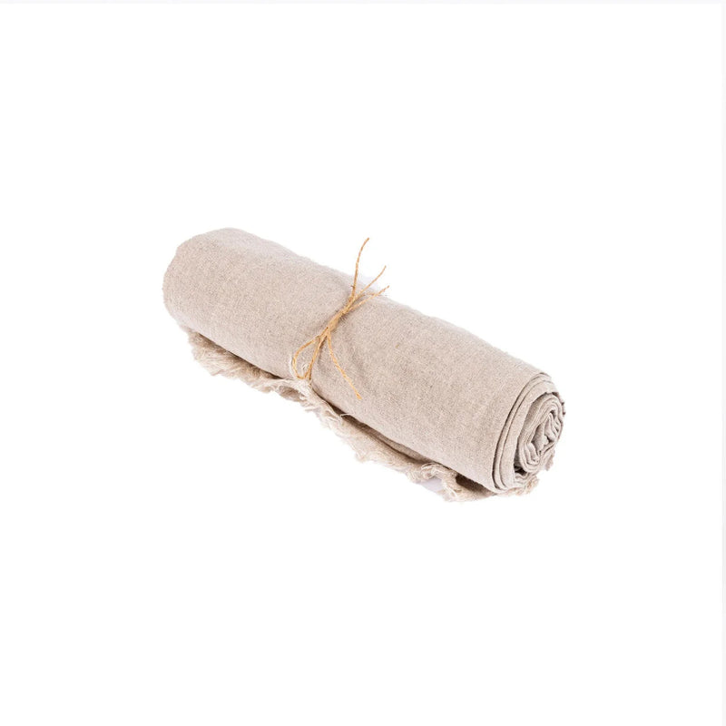 Nappe en lin beige 150x200 cm pour table rectangulaire