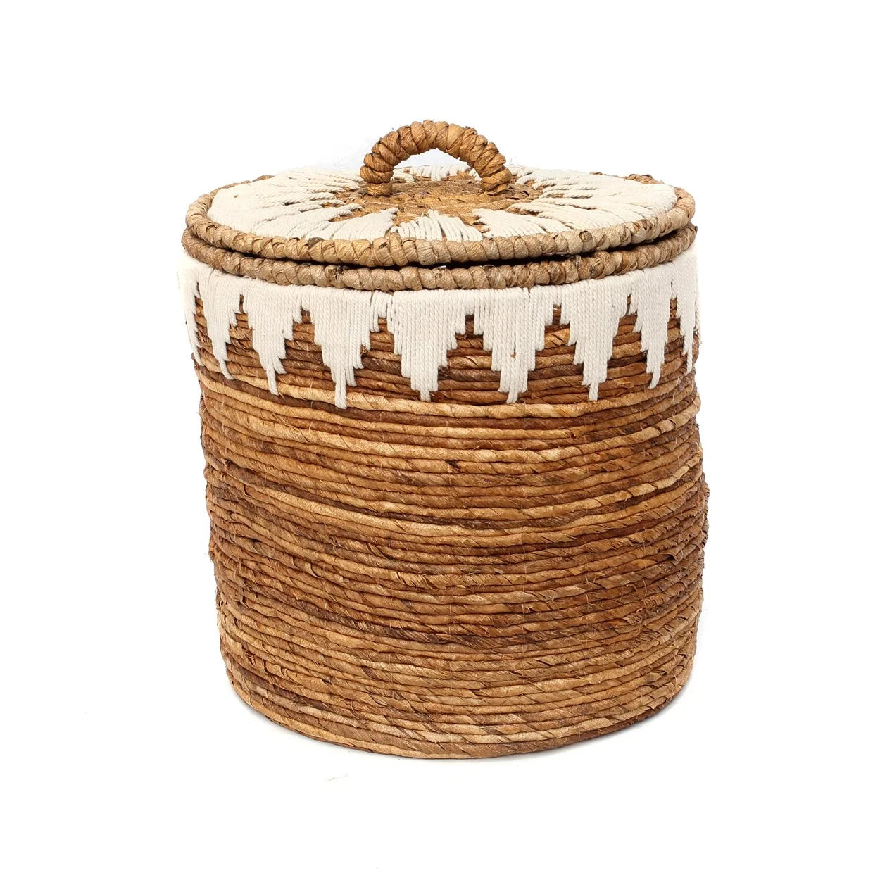 Panier à linge en feuille de bananier avec couvercle