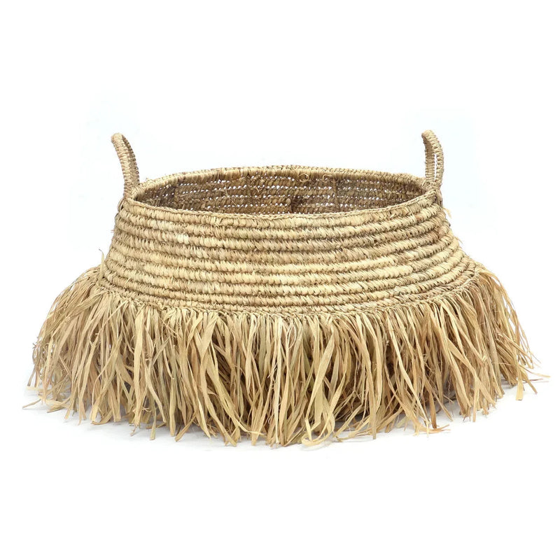 Panier déco en raphia naturel avec franges – 45x30 cm