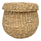 Panier en jacinthe d eau naturel avec couvercle, diamètre 30 cm, artisanal et durable
