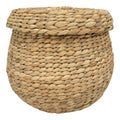 Panier rond en jacinthe d’eau naturel avec couvercle de 30 cm de diamètre