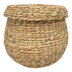 Panier rond en jacinthe d’eau naturel avec couvercle de 30 cm de diamètre