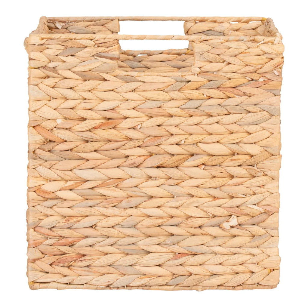 Panier de rangement en jacinthe d’eau naturel 30x30x30 cm avec poignées