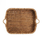 Panier de rangement rectangulaire en feuille de bananier naturelle avec poignées