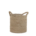Panier de rangement rond en jonc de mer tressé naturel avec anses