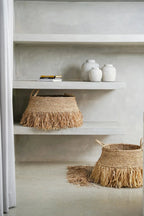 Panier en raphia naturel avec franges – 30 x 36 cm