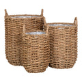 Panier rond en jonc de mer naturel - Lot de 3