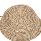 Panier rond en raphia naturel avec poignées intégrées