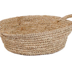 Panier rond en raphia naturel avec poignées intégrées