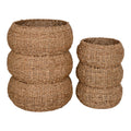 Set de 2 paniers cylindriques en jonc tressé naturel empilables