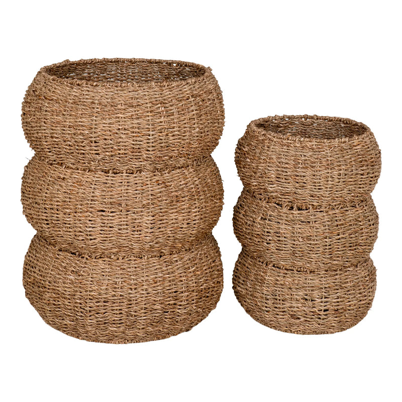 Paniers de rangement cylindriques en jonc tressé naturel – Set de 2