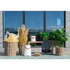 Lampe cylindrique blanche extérieure avec bande dorée au milieu