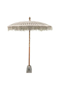 Parasol balinais en macramé avec mât sculpté bois 250 cm
