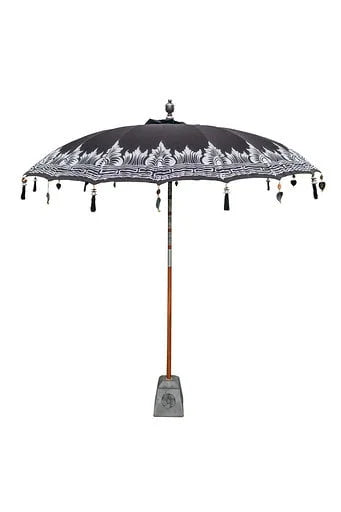 Parasol balinais noir 280 cm en tissu imperméable