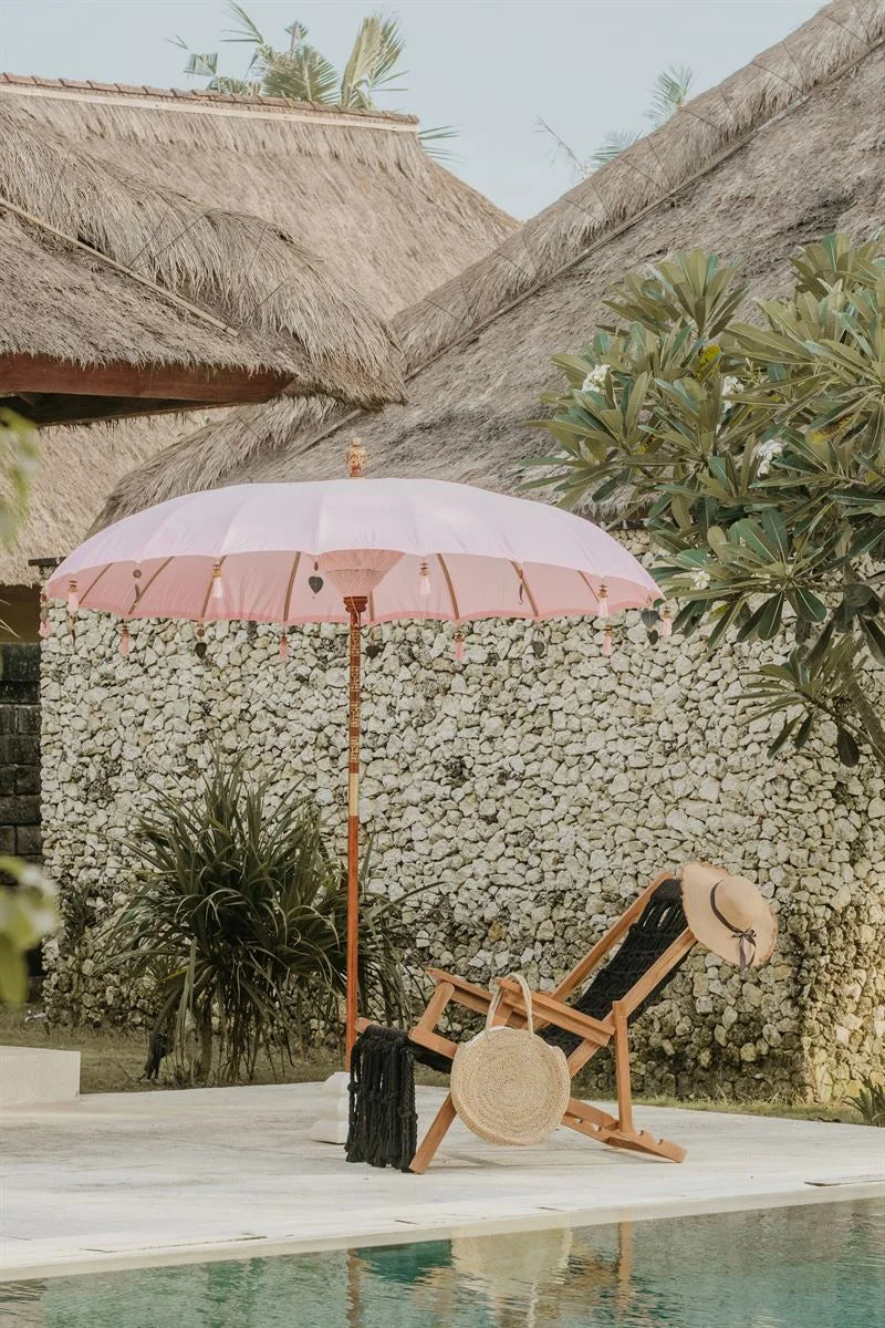 Parasol en tissu rose poudré 250 cm