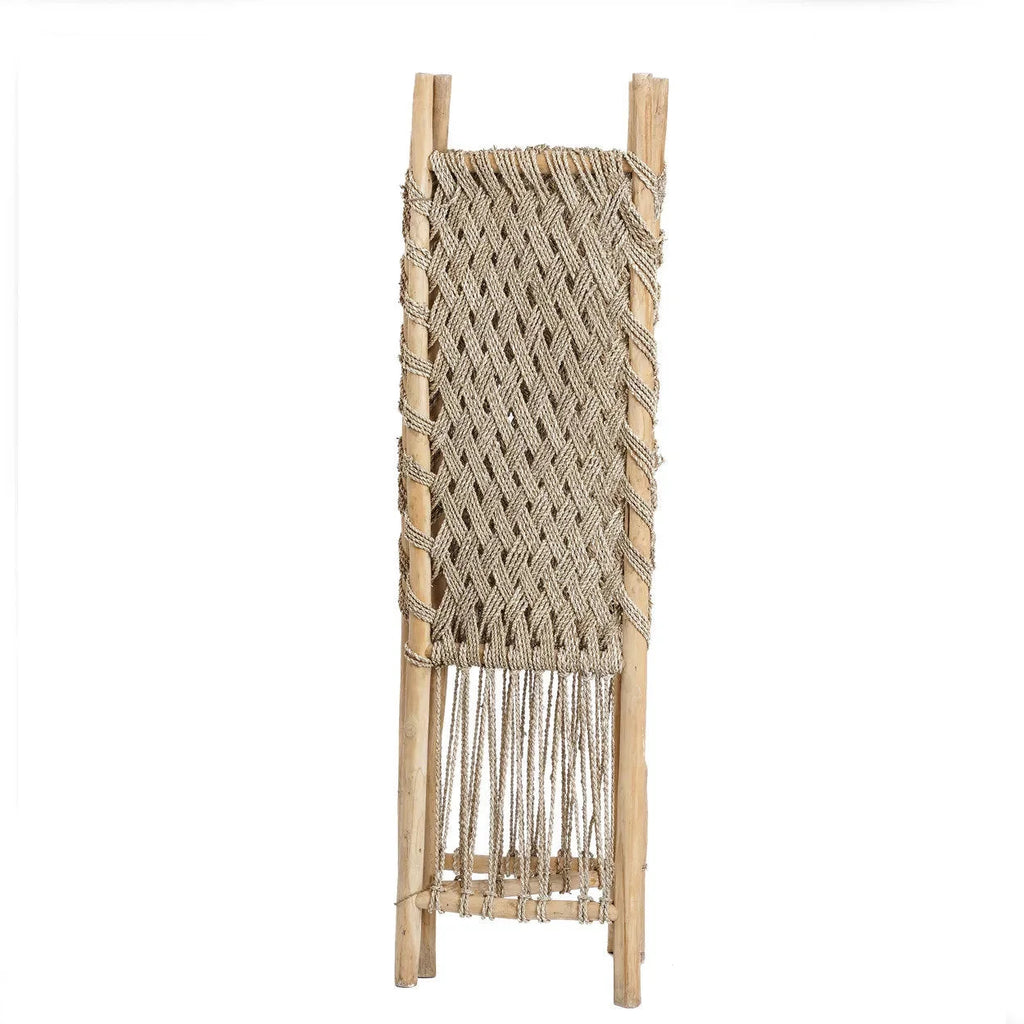 Paravent en teck et herbier de mer 170 cm naturel