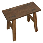 Petit banc en teck recyclé patiné brun miel 35x30 cm rustique