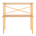 Console en bambou naturel avec deux étagères et structure croisée, 83x32 cm