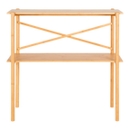 Console en bambou naturel avec deux étagères et structure croisée, 83x32 cm