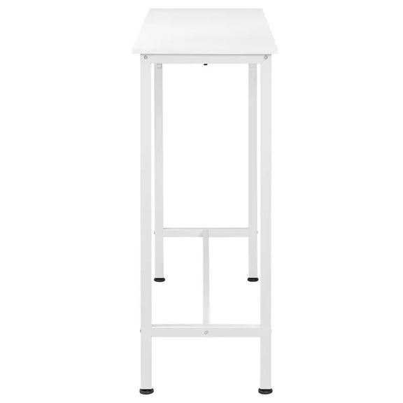 Petite table haute à manger blanche sur fond blanc, idéale pour un intérieur moderne.