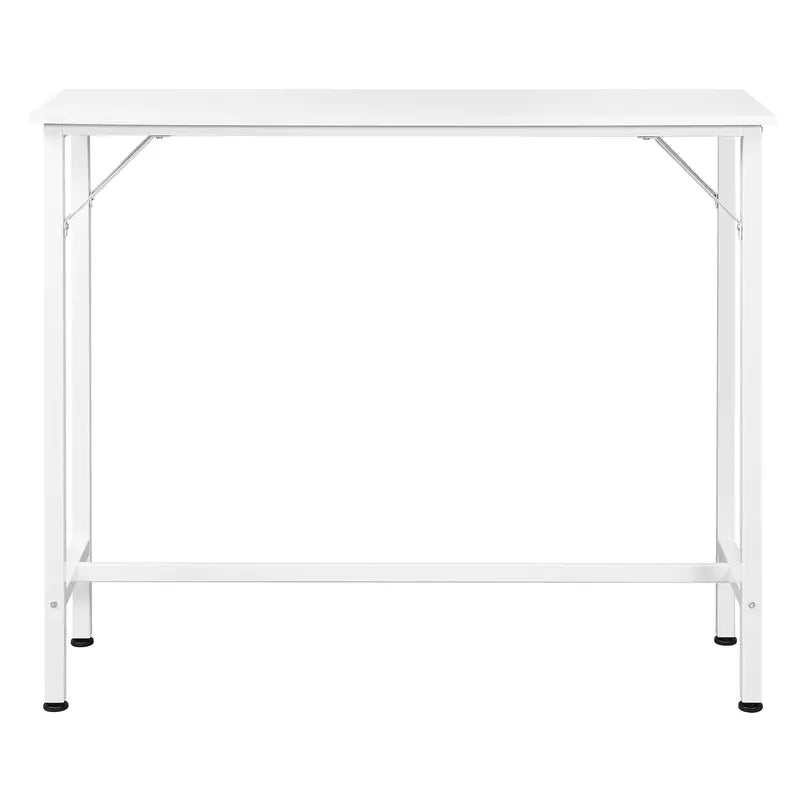 Vue de face de la petite table haute à manger blanche avec un design épuré.