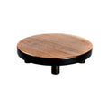 Plateau à gâteau rond en bois de teck naturel et noir – Ø17 cm