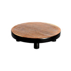 Plateau à gâteau rond en bois de teck naturel et noir – Ø17 cm