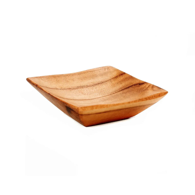 Plateau carré en racine de teck naturel - 6x6 cm