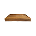 Plateau en teck rectangulaire finition lisse naturel pour café ou desserts