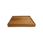 Plateau en teck rectangulaire finition lisse naturel pour café ou desserts