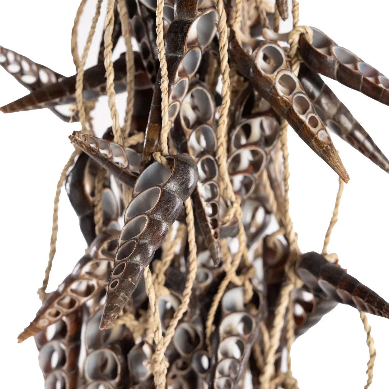 Pompon en coquillages naturels marron forme grappes suspendues