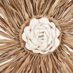 Pompon décoratif en raphia naturel avec motif floral – 70 cm