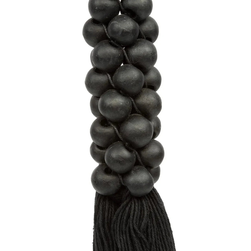 Chaine de perles de bois noir mat avec tassel pour décoration intérieure