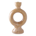 Porte-bougie en céramique beige 23 cm, design rond décoratif