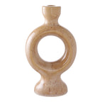 Porte-bougie en céramique beige 23 cm, design rond décoratif