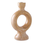 Porte-bougie en céramique marron 23 cm décoratif en bois lisse brun clair
