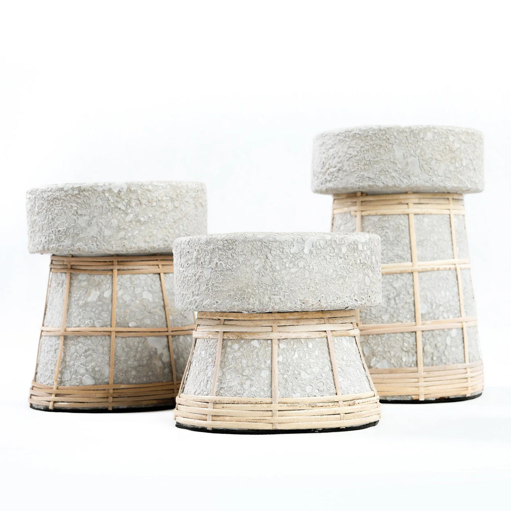 Porte-bougie en terre cuite béton naturel 16 cm