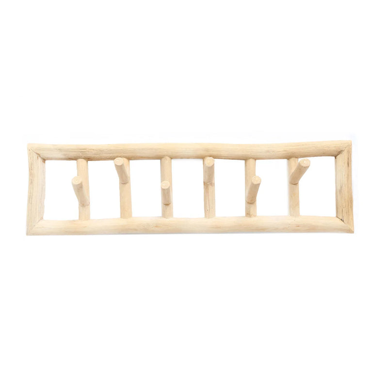 Porte-manteau mural en teck naturel design rectangulaire – 70x10 cm