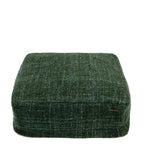 Pouf carré en coton vert forêt texturé 60x60 cm à motif tissé moelleux