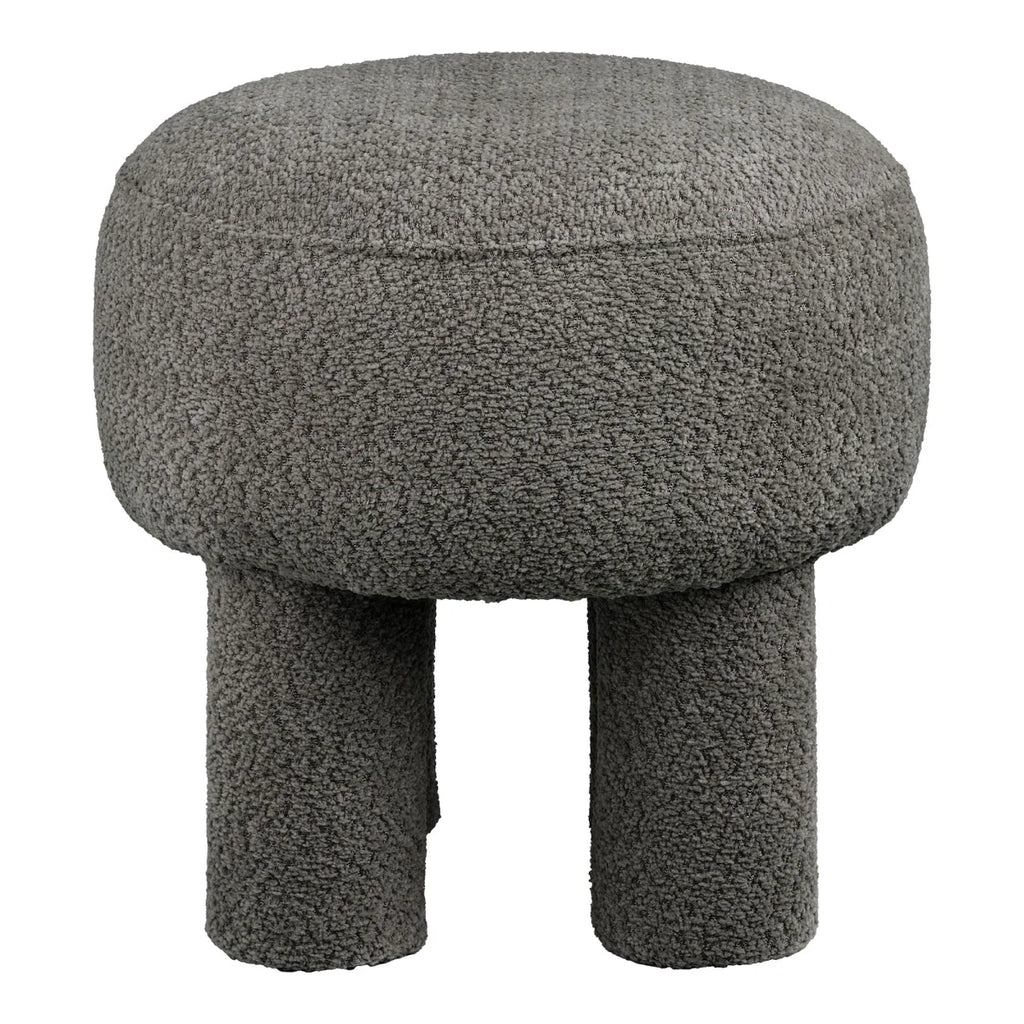 Pouf rond en tissu bouclé gris foncé avec pieds assortis Ø43 cm